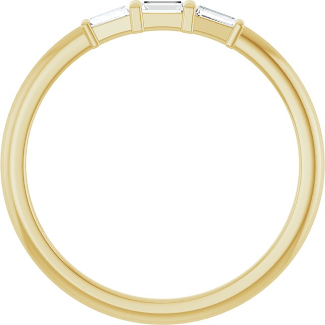 14K Yellow Or Rose Gold Straight Baguette 3 X 1.75 Mm Polished 1/6 Ctw Natural Diamond Stackable Ring, Size 7