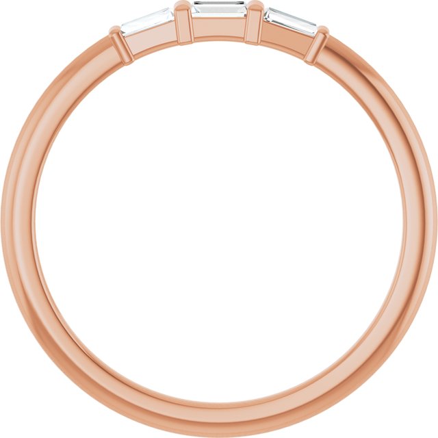 14K Yellow Or Rose Gold Straight Baguette 3 X 1.75 Mm Polished 1/6 Ctw Natural Diamond Stackable Ring, Size 7