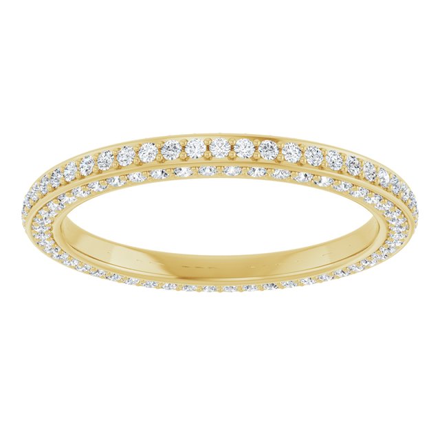 14K Yellow Gold Round 1.1 Mm Si2-Si3, G-H Polished 3/4 Ctw Natural Diamond Eternity Band, Size 7