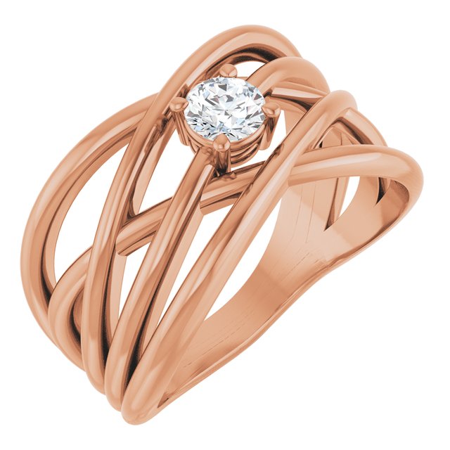14K Yellow Or Rose Gold Round 4.1 Mm Polished 1/4 Ct Natural Diamond Criss-Cross Ring, Size 7
