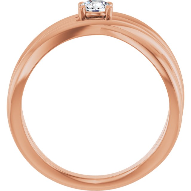 14K Yellow Or Rose Gold Round 4.1 Mm Polished 1/4 Ct Natural Diamond Criss-Cross Ring, Size 7
