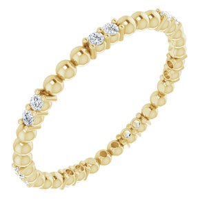 14K Yellow Gold Round 1.3 Mm Gh Si2-Si3 1/8 Ctw Natural Diamond Beaded Eternity Band Size 5.5