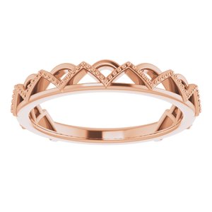 14K Rose Gold Polished Stackable Crown-Inspired Ring Size 7
