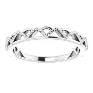 Sterling Silver Polished Stackable Crown-Inspired Ring Size 7