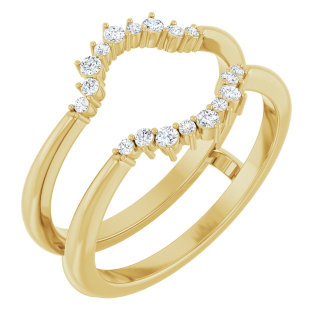 14K White Or Yellow Gold Round Polished 1/6 Ctw Natural Diamond Ring Guard, Size 7