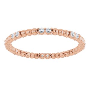 14K Rose Gold Round 1.3 Mm Gh Si2-Si3 1/8 Ctw Natural Diamond Beaded Eternity Band Size 6