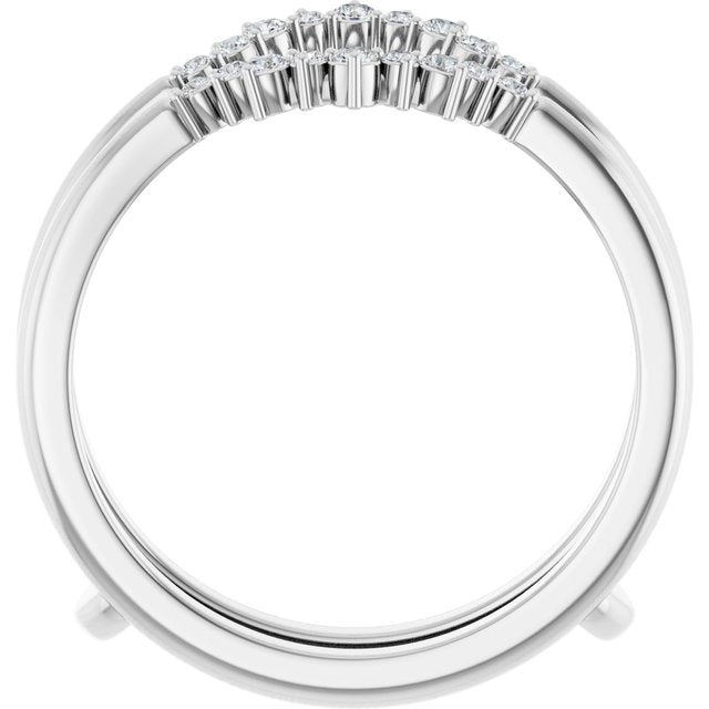14K White Or Yellow Gold Round Polished 1/6 Ctw Natural Diamond Ring Guard, Size 7