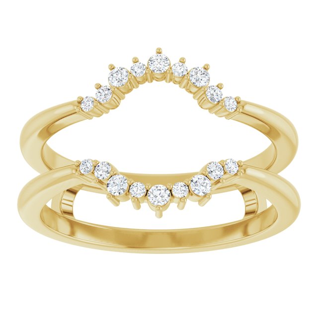 14K White Or Yellow Gold Round Polished 1/6 Ctw Natural Diamond Ring Guard, Size 7