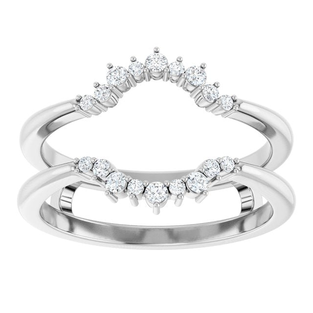14K White Or Yellow Gold Round Polished 1/6 Ctw Natural Diamond Ring Guard, Size 7