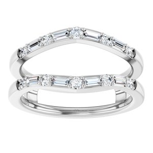 14K White Gold Straight Baguette 2.7 X 1.3 Mm Polished 1/2 Ctw Lab-Grown Diamond Ring Gurad Size 7