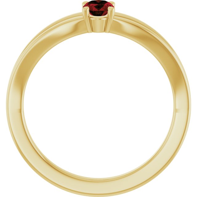 14K Yellow Gold Oval 5 X 3 Mm Polished Natural Mozambique Garnet Youth Ring, Size 3