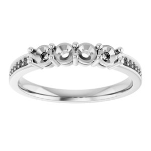 14K White Gold 4-Stone Round 3 Mm Polished .05 Ctw Lab Grown Diamond Semi-Set Family Ring Size 7