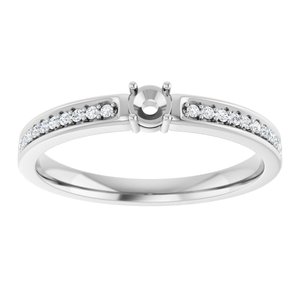 14K White Gold 1-Stone Round 3 Mm Polished .08 Ctw Lab Grown Diamond Semi-Set Family Ring Size 7
