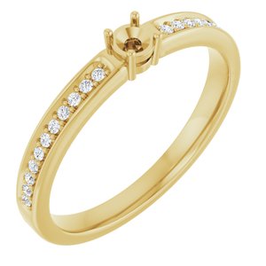 14K Yellow Gold 1-Stone Round 3 Mm Lab-Grown Diamond Polished .08 Ctw Lab Grown Diamond Semi-Set Family Ring Size 7