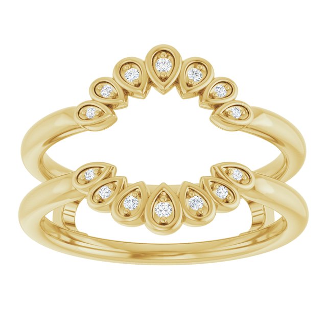 14K Yellow Gold Round Polished .04 Ctw Natural Diamond Ring Guard, Size 7