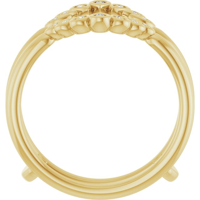 14K Yellow Gold Round Polished .04 Ctw Natural Diamond Ring Guard, Size 7