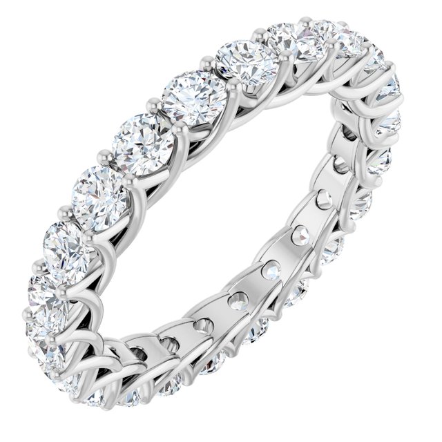 Platinum Round 3 Mm Si2-Si3, G-H Polished 2 Ctw Natural Diamond Eternity Band, Size 7