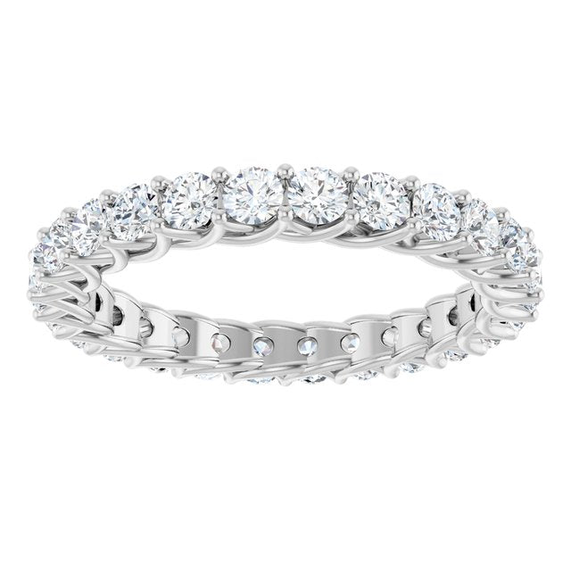 14K White Gold Round 2.5 Mm Si2-Si3, G-H Polished 1 1/2 Ctw Natural Diamond Eternity Band, Size 7