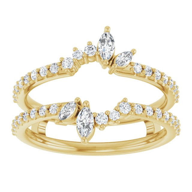 14K Yellow Or White Gold Round Polished 1/2 Ctw Natural Diamond Ring Guard
