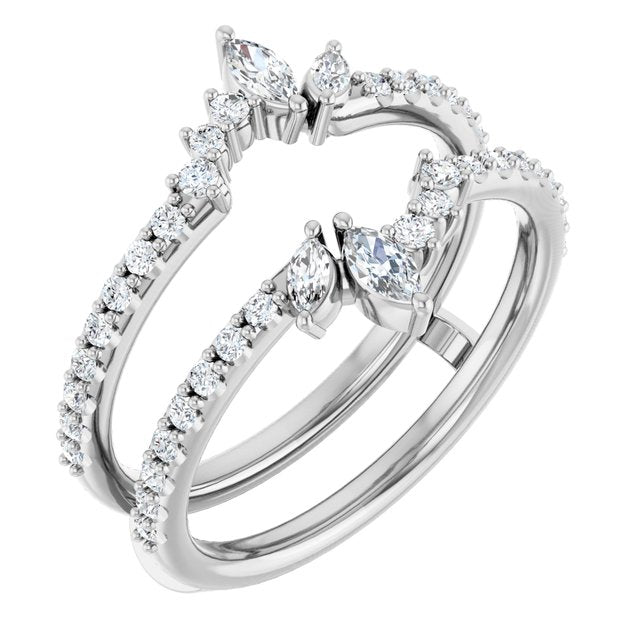 14K Yellow Or White Gold Round Polished 1/2 Ctw Natural Diamond Ring Guard