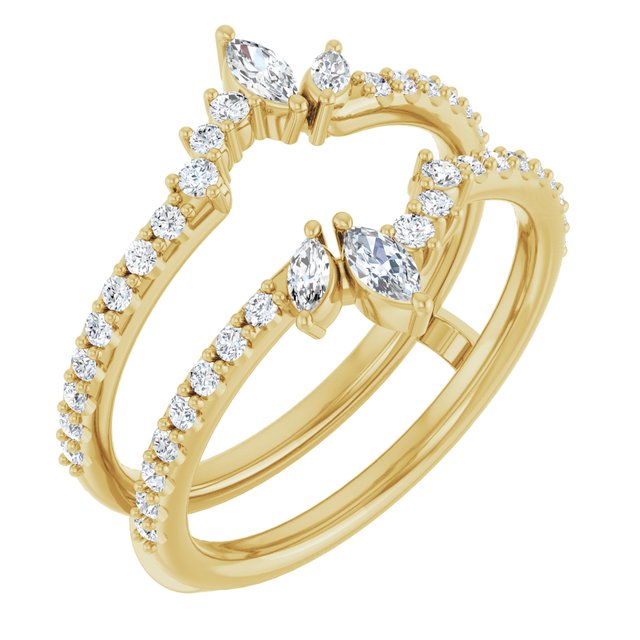 14K Yellow Or White Gold Round Polished 1/2 Ctw Natural Diamond Ring Guard