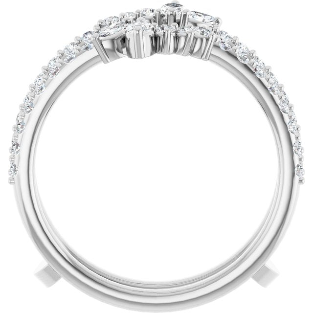 14K Yellow Or White Gold Round Polished 1/2 Ctw Natural Diamond Ring Guard
