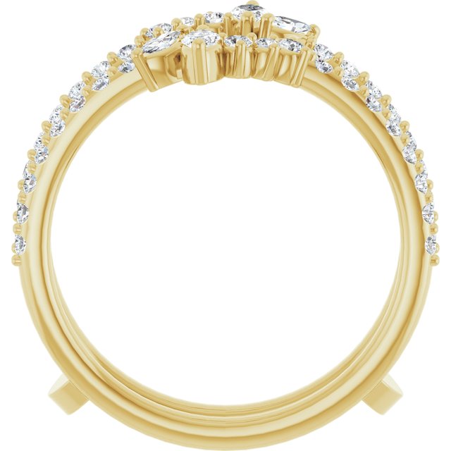 14K Yellow Or White Gold Round Polished 1/2 Ctw Natural Diamond Ring Guard