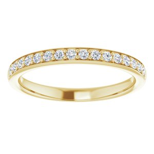 14K Yellow Gold Round 6.5 Mm Polished 1/5 Ctw Natural Diamond Matching Band Size 7