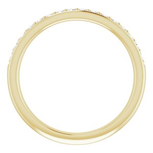 14K Yellow Gold Round 6.5 Mm Polished 1/5 Ctw Natural Diamond Matching Band Size 7