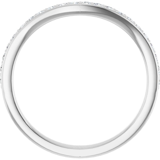 14K White Gold Round 6.5 Mm Si2-Si3, G-H Polished 1/5 Ctw Natural Diamond Band, Size 7