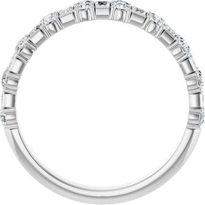 14K White Gold Straight Baguette 3 X 1.5 Mm Polished 9/10 Ctw Natural Diamond Anniversary Band Size 7