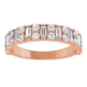 14K Rose Gold Straight Baguette 3 X 1.5 Mm Polished 9/10 Ctw Natural Diamond Anniversary Band Size 7