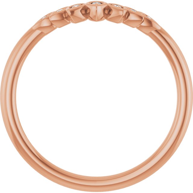 14K White Or Rose Gold Round Polished .025 Ctw Natural Diamond Floral Contour Band, Size 7
