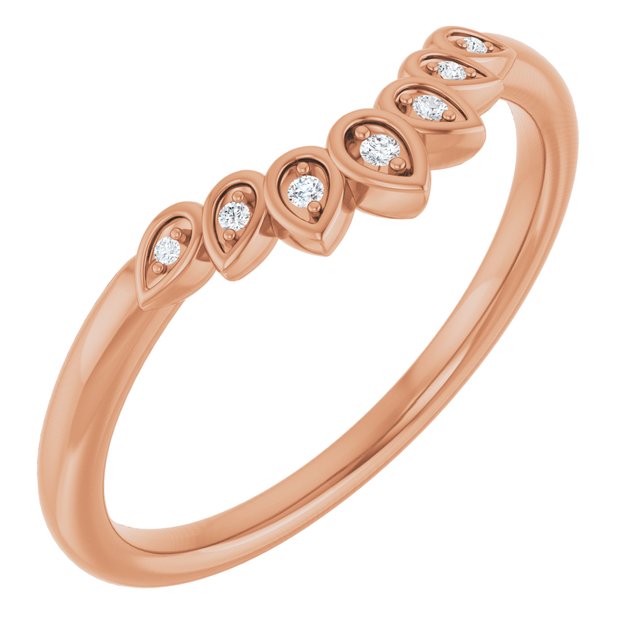 14K White Or Rose Gold Round Polished .025 Ctw Natural Diamond Floral Contour Band, Size 7