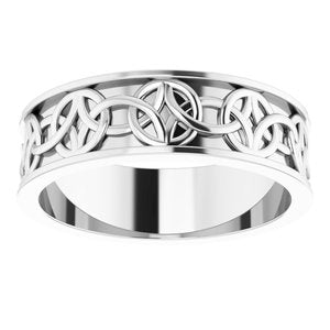 14K White Gold 7 Mm Polished Celtic-Inspired Band Size 11