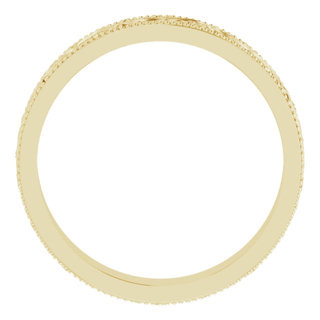 14K Yellow Gold 4 Mm Polished Milgrain Edge Sculptural Standard Fit Band, Size 9
