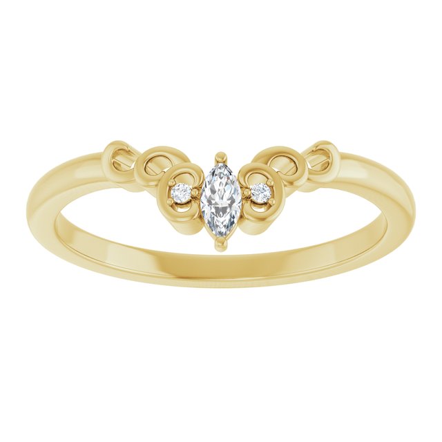 14K White Or Yellow Gold Marquise 4 X 2 Mm Polished .07 Ctw Natural Diamond Sculptural Contour Band, Size 7