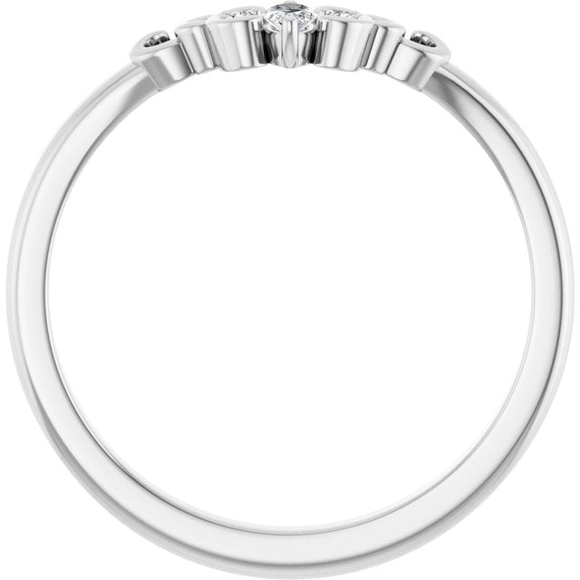 14K White Or Yellow Gold Marquise 4 X 2 Mm Polished .07 Ctw Natural Diamond Sculptural Contour Band, Size 7