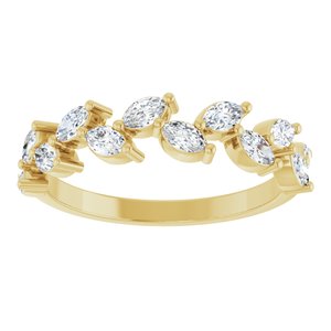 14K Yellow Gold Marquise 3.5 X 2 Mm 5/8 Ctw Natural Diamond Anniversary Band Size 7