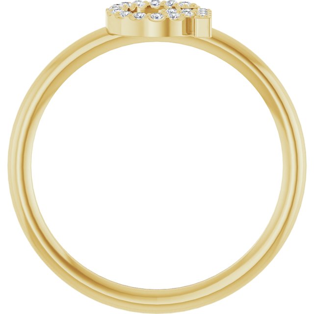 14K Yellow Or White Or Rose Gold Round I1, G-H Polished Natural Diamond Intial A Ring, Size 7