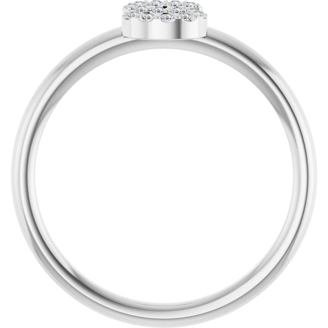 14K Yellow Or White Or Rose Gold Round I1, G-H Polished Natural Diamond Intial A Ring, Size 7