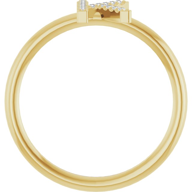 14K Yellow Or White Or Rose Gold Round I1, G-H Polished Natural Diamond Intial A Ring, Size 7