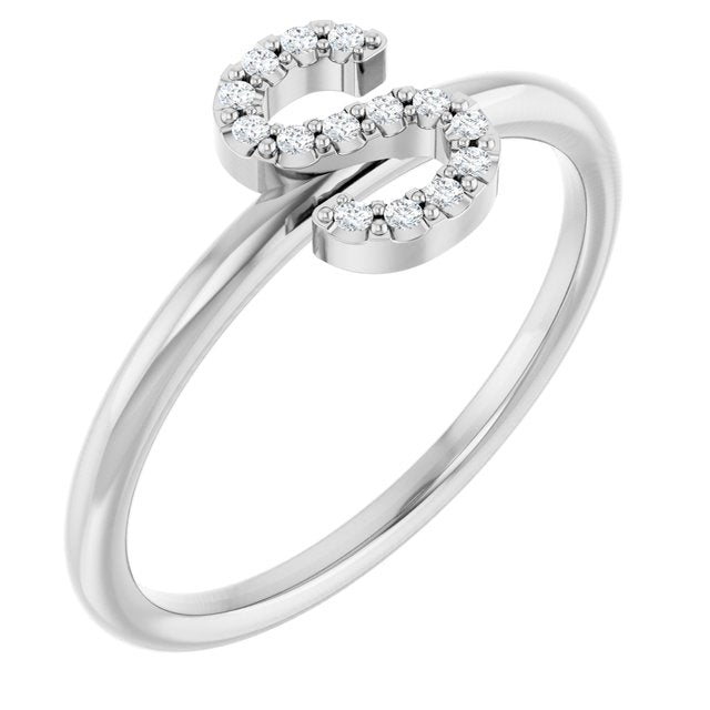 14K Yellow Or White Or Rose Gold Round I1, G-H Polished Natural Diamond Intial A Ring, Size 7