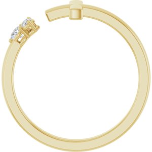 14K Yellow Gold Round 2.5 Mm 1/10 Ctw Natural Diamond Negative Space Cross Ring Size 7