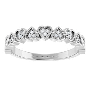 14K White Gold Round .8 Mm Polished .07 Ctw Natural Diamond Anniversary Band Size 7