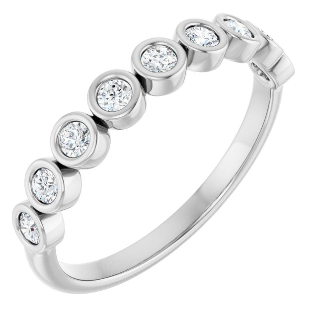 14K Yellow Or White Or Rose Gold Or Platinum Round Polished Natural Diamond Anniversary Band, Size 7