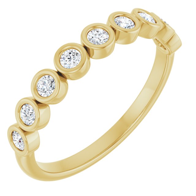 14K Yellow Or White Or Rose Gold Or Platinum Round Polished Natural Diamond Anniversary Band, Size 7