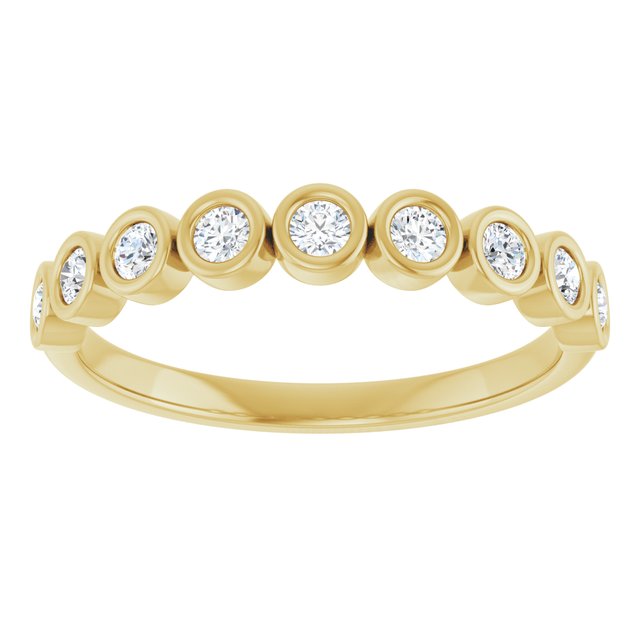 14K Yellow Or White Or Rose Gold Or Platinum Round Polished Natural Diamond Anniversary Band, Size 7