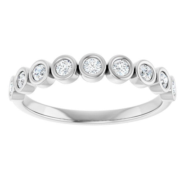 14K Yellow Or White Or Rose Gold Or Platinum Round Polished Natural Diamond Anniversary Band, Size 7