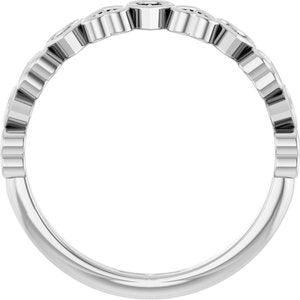 14K White Gold Round .8 Mm Polished .07 Ctw Natural Diamond Anniversary Band Size 7